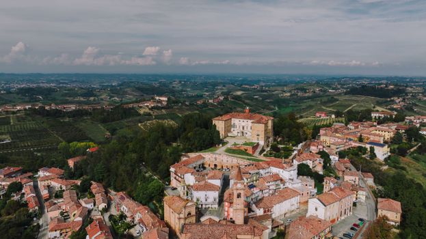 Discover the picturesque town of Govone in Piemonte, Italy surrounded by lush countryside.