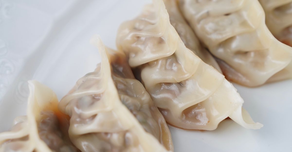 Pan-fried cabbage dumplings with golden crispy bottoms