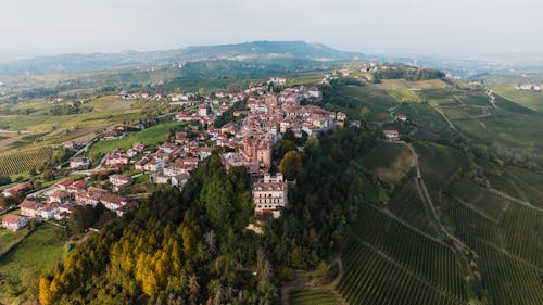 Aerial View of an Italian Town on a Hill 