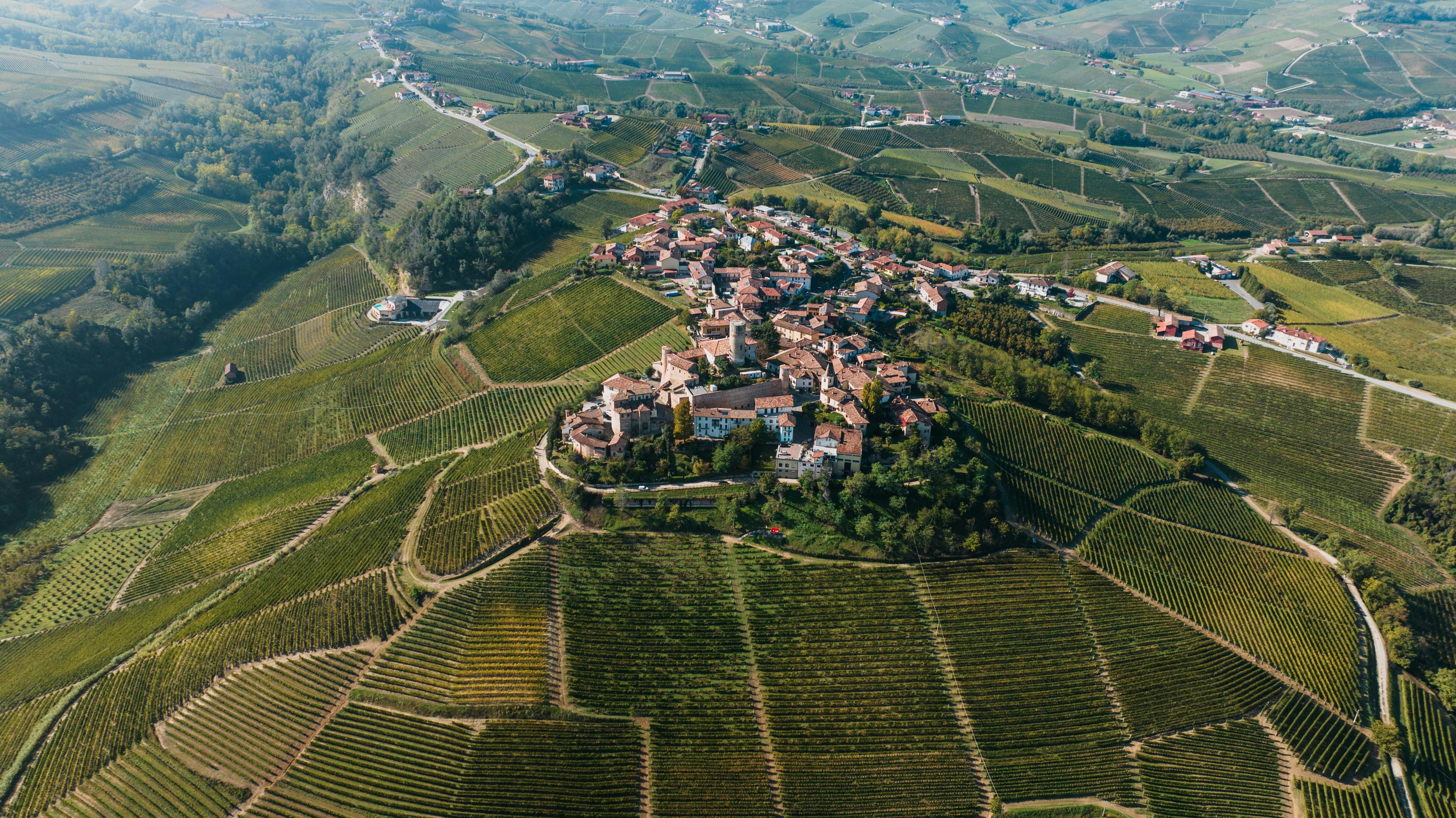 aerial view of la morra piedmont italy