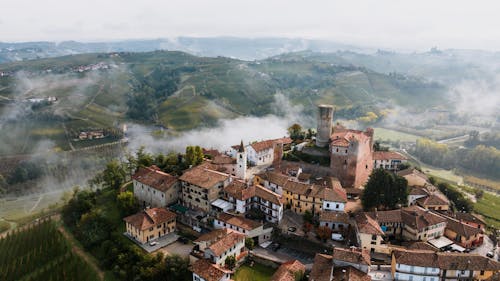 Aerial View of Castiglione Falletto, Piedmont, Italy 