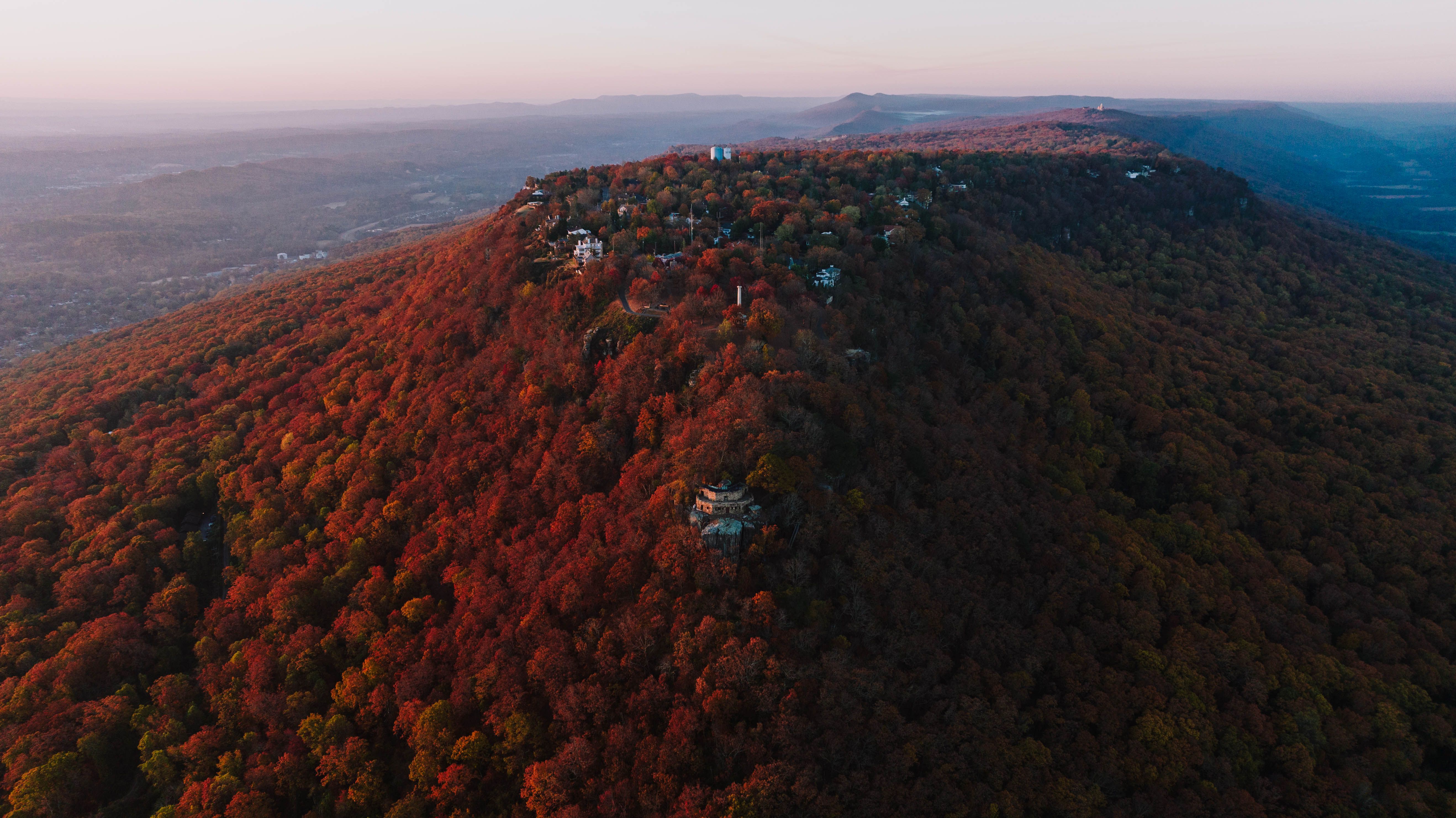 Wooded ridgeline neighborhood in Ridgetop Tennessee at sunrise