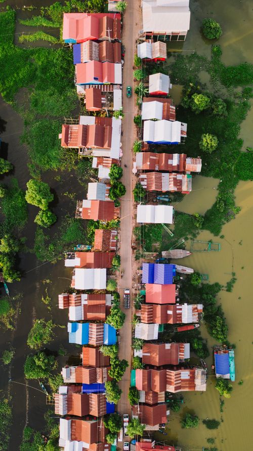 Top View of a Village with Houses on the Water · Free Stock Photo