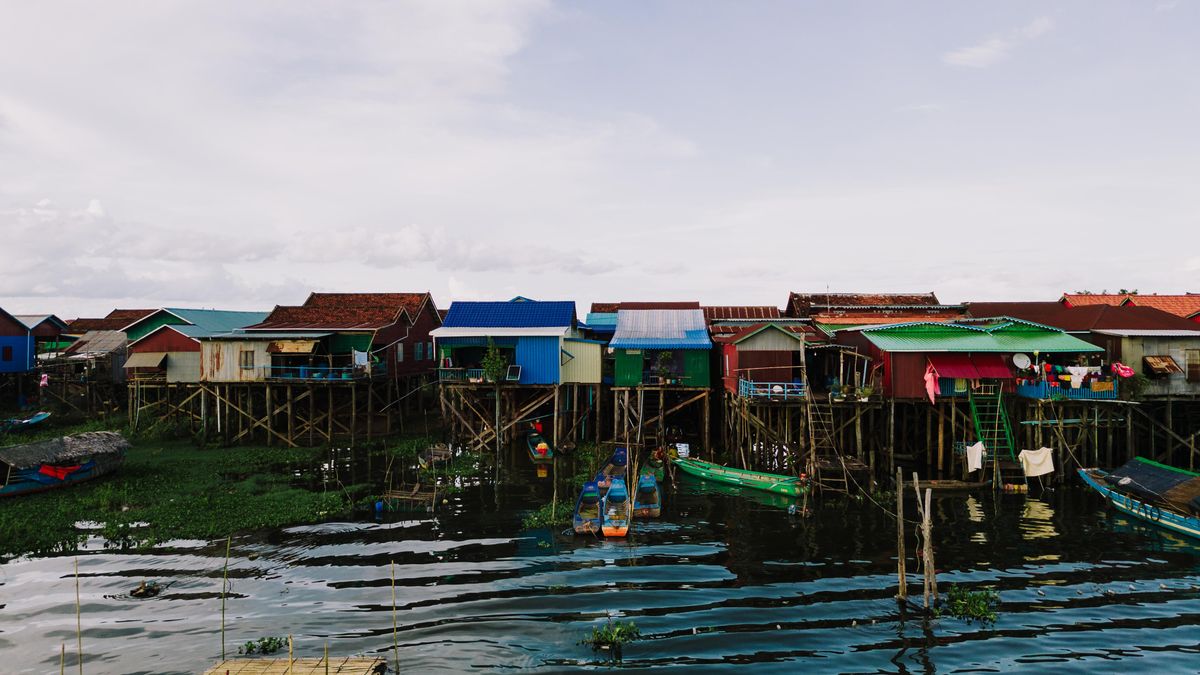 Stilt houses in the wet season, Kampong Khleang, Cambodia