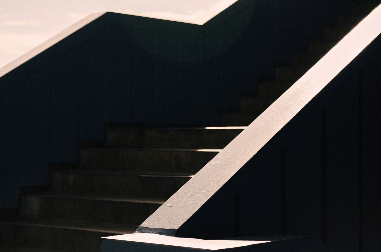 Silhouetted staircase with strong backlight in a modern interior