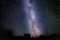 星空下的夜空展现了银河系与剪影景观，是天文学和自然爱好者的完美选择