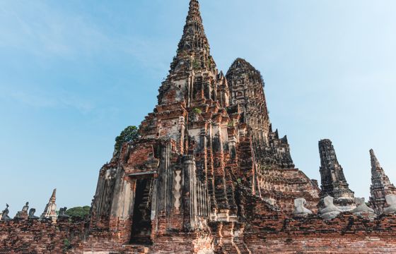 Thailand eSIM offer: Explore the historic ruins of Wat Chaiwatthanaram in Ayutthaya with ancient Buddhist architecture.