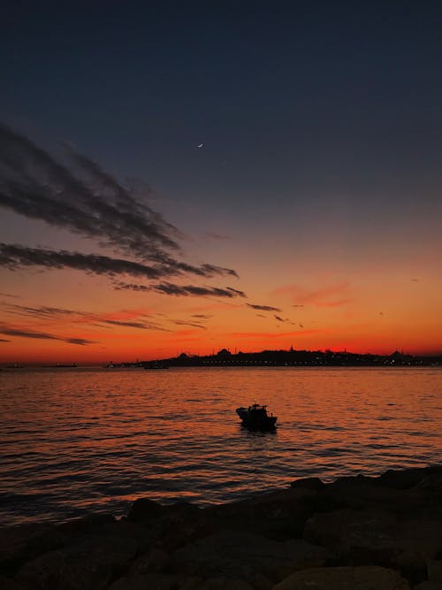 คลังภาพถ่ายฟรี ของ ชายทะเล, ซิลูเอตต์, ตอนเย็น