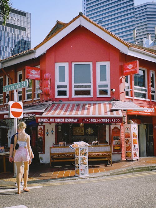 A Red Building on Bussorah Street in Singapore