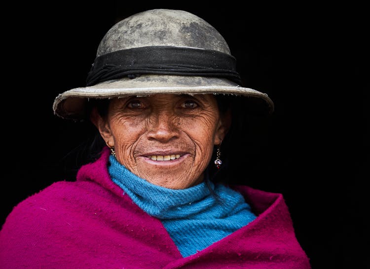 Smiling Woman In Gray Hair