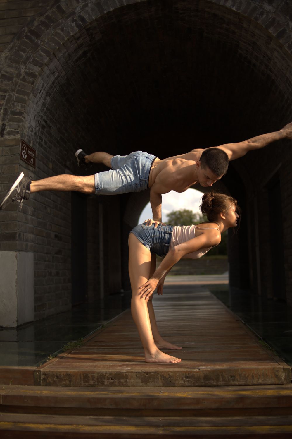 Balancing Tree Acrobat Acrobat Balancing on His Hand Supported on His Partner · Free Stock Photo