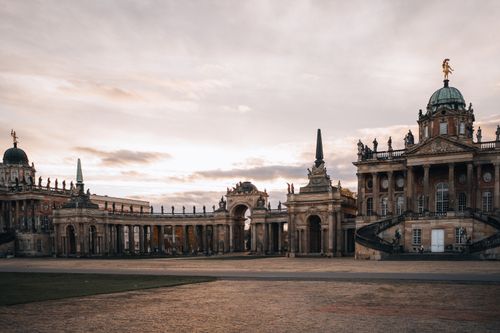 Free Stunning view of picturesque neoclassical architecture with colonnades in Potsdam. Stock Photo