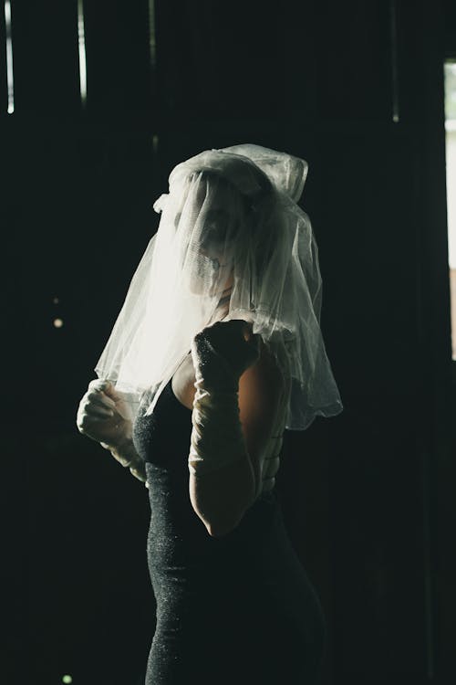 Woman in a Scary Bride Halloween Costume 