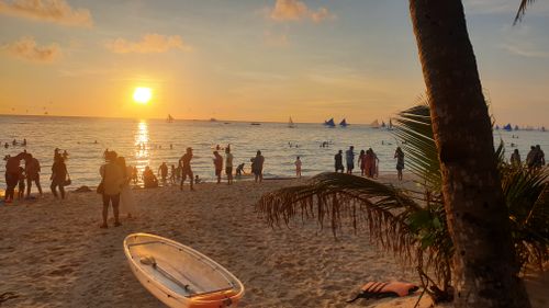 Free People & Sunset Stock Photo
