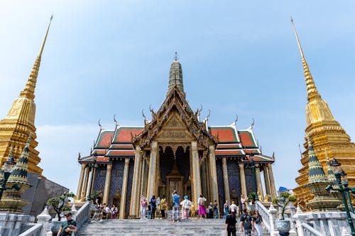 Tourists in Front of the Royal Pantheon at the Temple of the Emerald Buddha