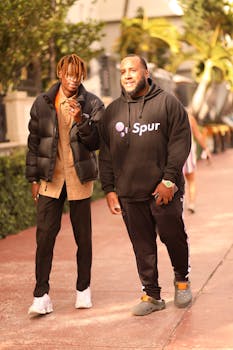 Two men enjoying a casual day out on Miami Beach, Florida.