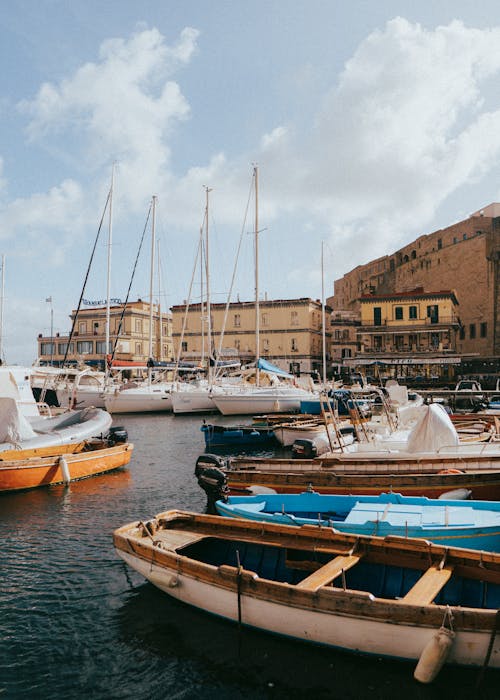 Sailboats Moored in a Naples Marina 
