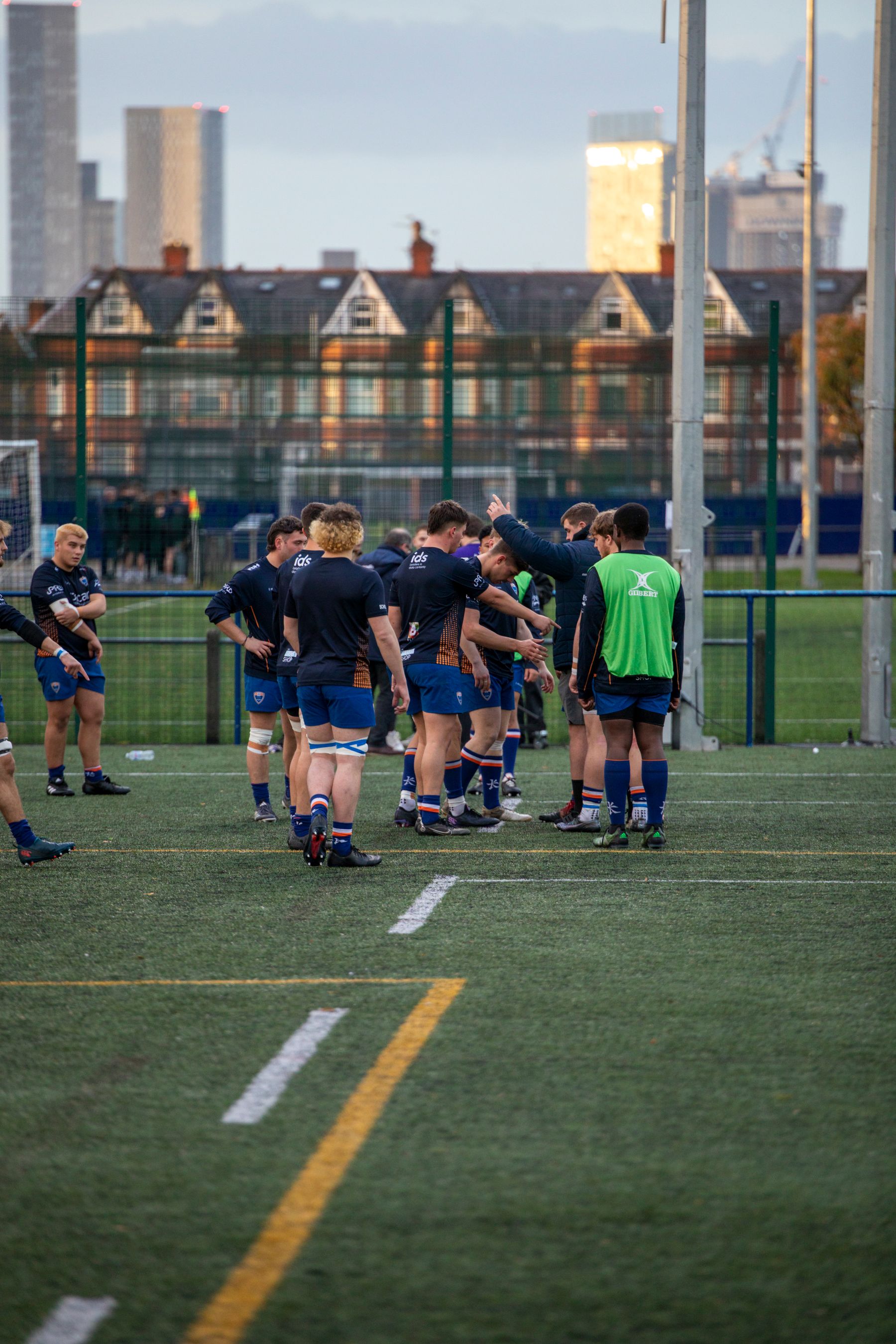 Rugby players working together during training
