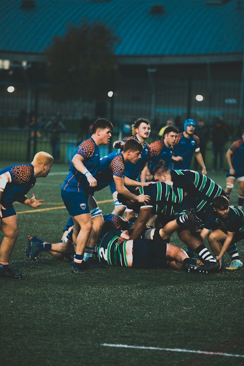 Rugby Players Fighting for the Ball