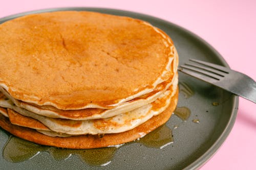 Free Pancakes with Maple Syrup Stock Photo