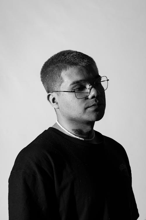 Black and White Portrait of a Young Man 