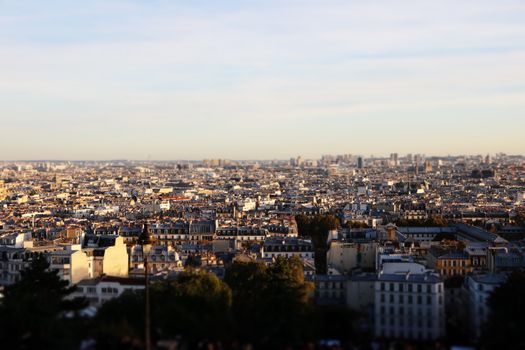 Explore the expansive urban landscape of Paris with this daytime aerial cityscape shot.