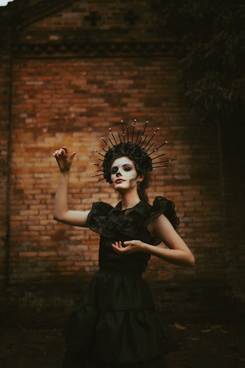 Woman in Costume and Makeup Day of the Dead