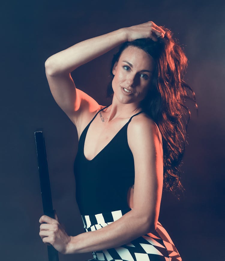 Portrait Of Brunette Woman In A Studio 