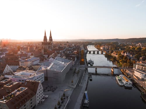 River and Cityscape of Regensburg in Germany