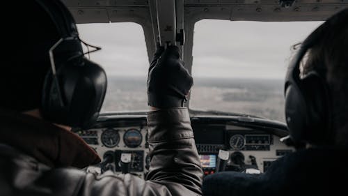 Pilots in Cockpit during Flight
