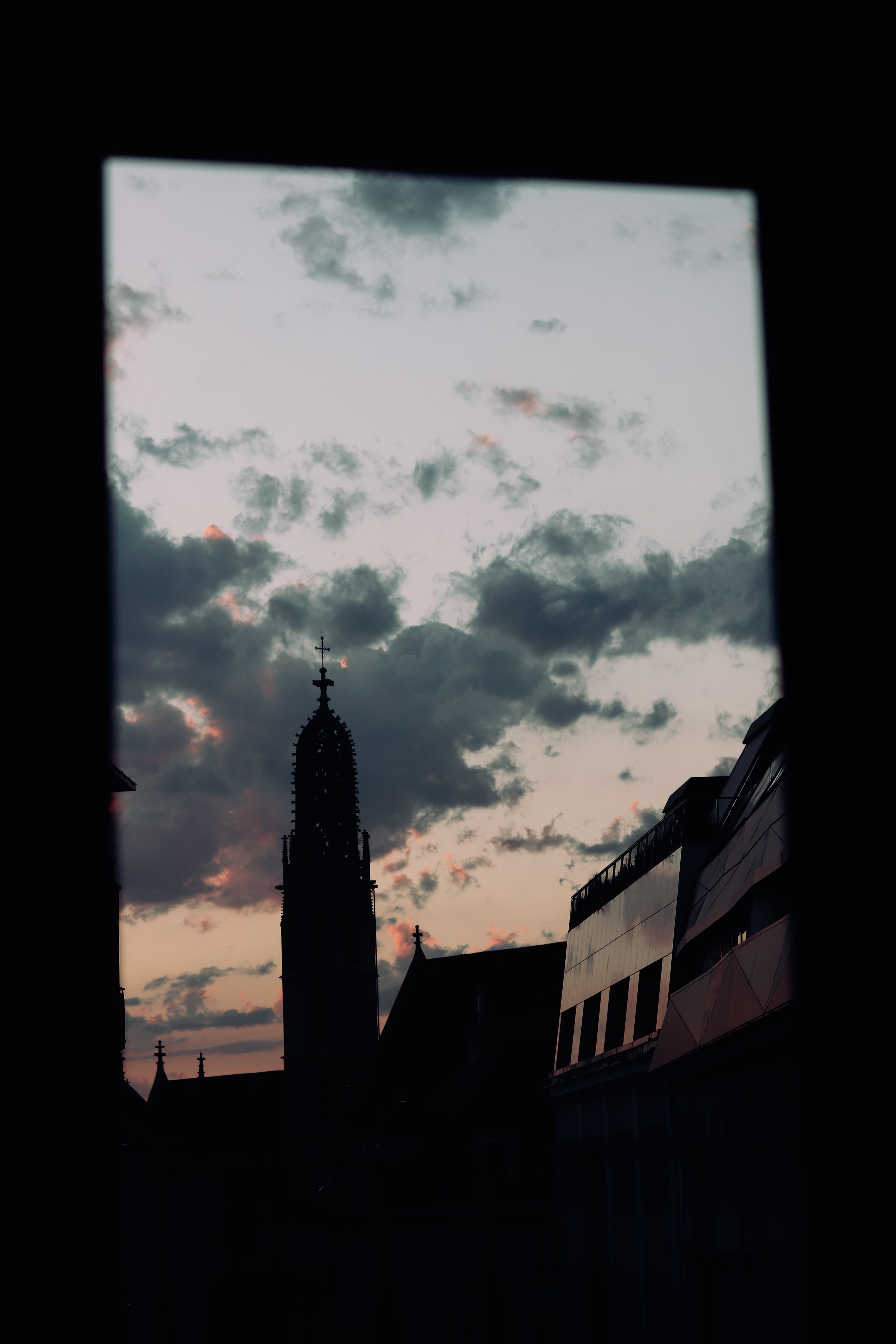 Church Building and Tower Silhouette at Sunset · Free Stock Photo