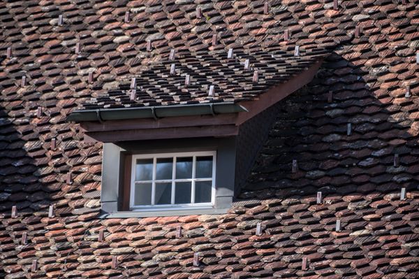 New roofline against blue sky