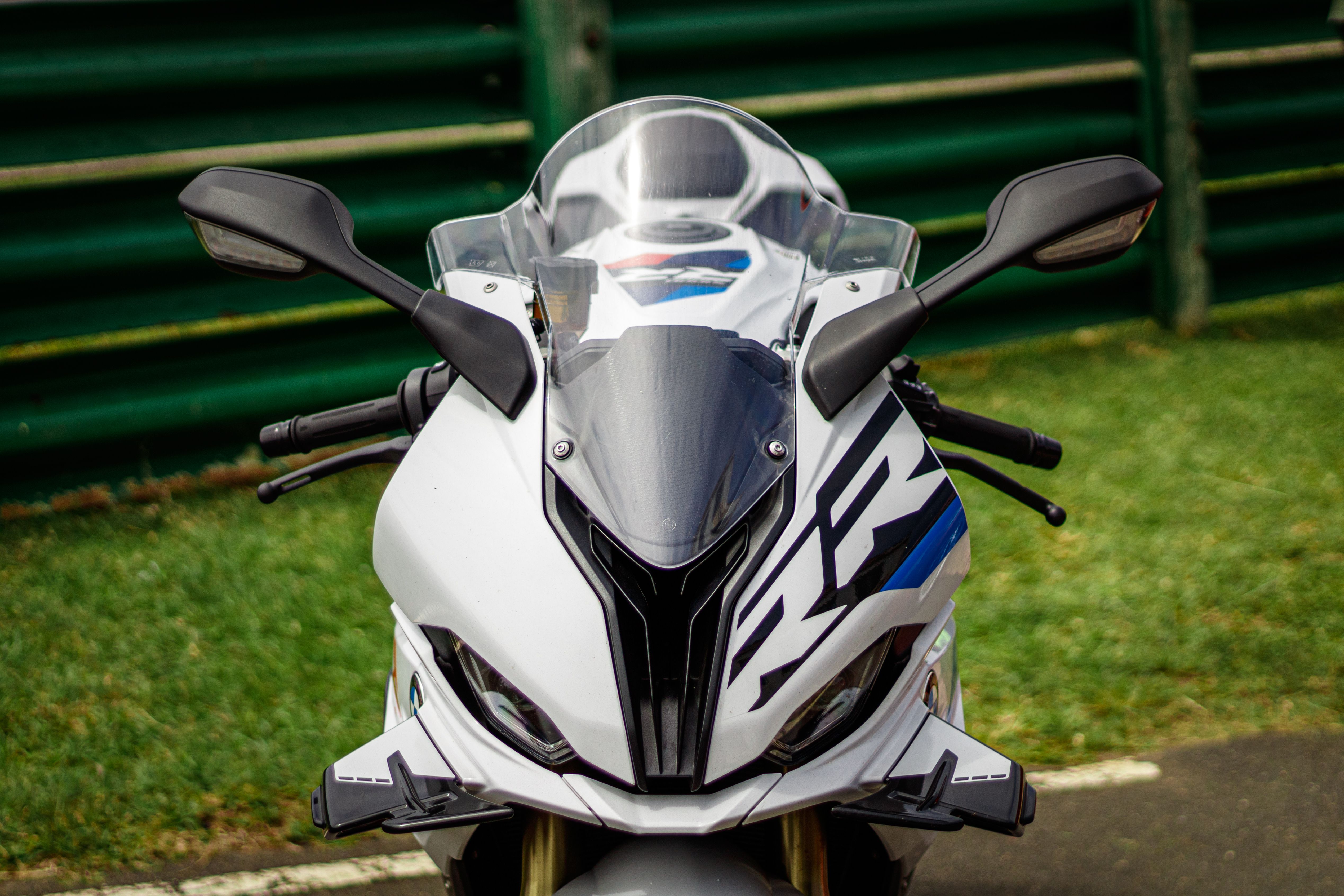 Close-up of a sleek sport motorcycle parked on a track in Durban, South Africa.