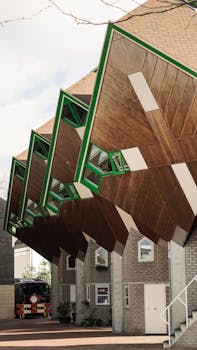 Unique architectural design of cube houses in Helmond showcasing modern urban living.