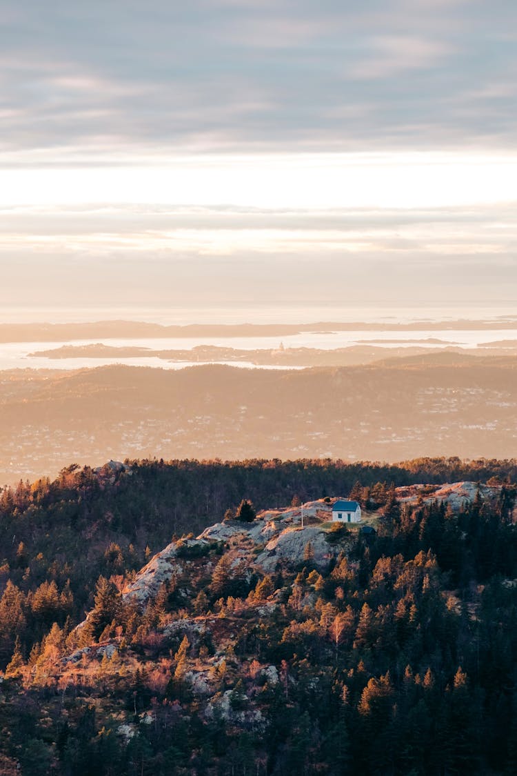 House In Mountains At Dawn 