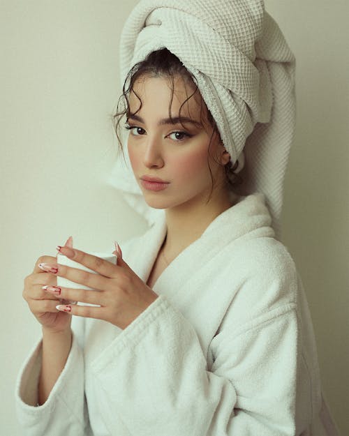 Portrait of Woman in Bathrobe and with Cup
