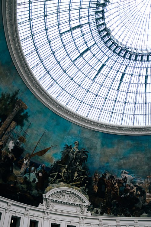 Painting under Glass Ceiling in Louvre