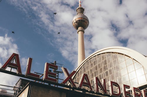 Low Angle Shot of the Berlin Alexanderplatz Station and the Berliner Fernsehturm
