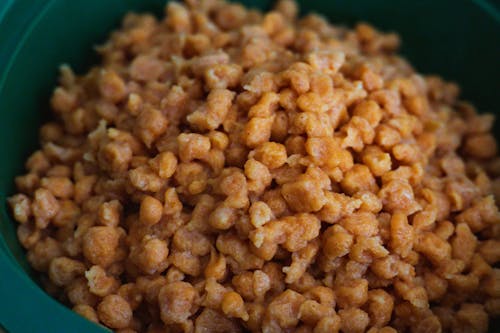 Close-up of a Bowl of Honey Coated Wheat Cereal 