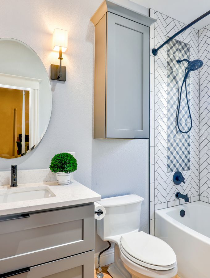 Modern bathroom with toilet installation