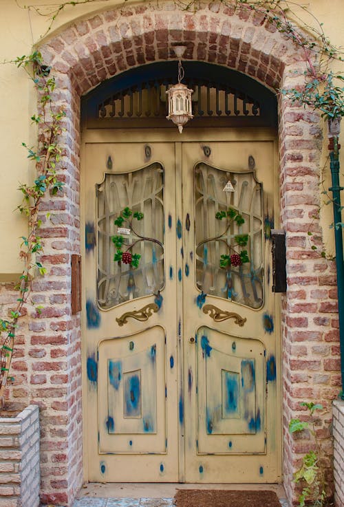 Old Wooden Door in a Brick Frame 