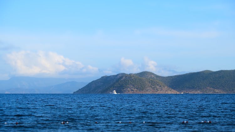 Island Shore Along Blue Sea