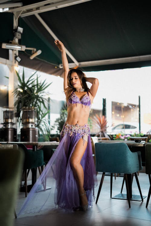 Dancer in Purple Skirt and Bra