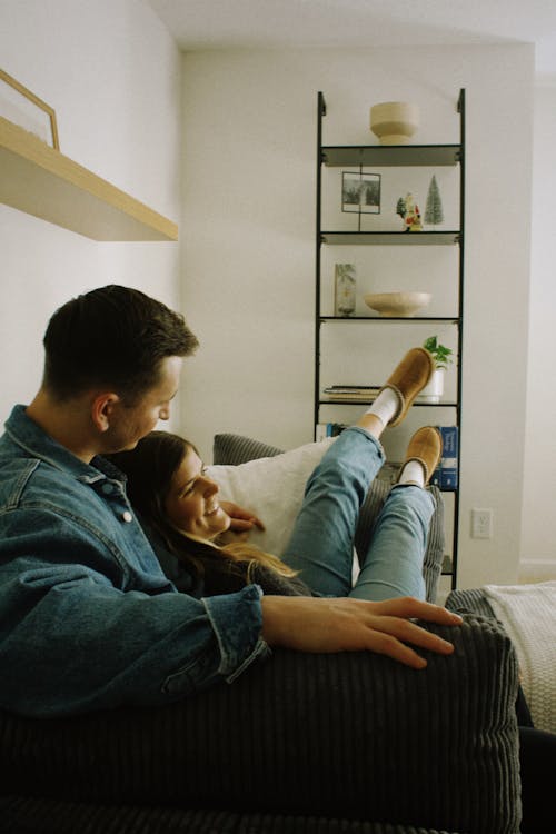 Couple Sitting Together on Couch