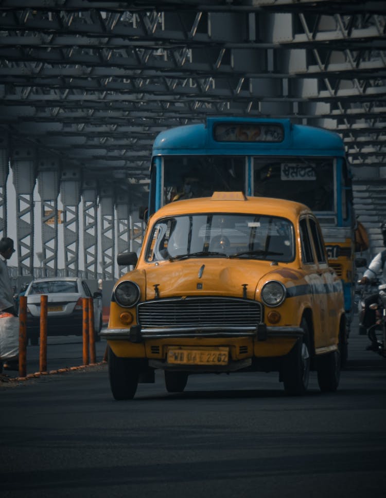 Vintage Taxi On Street