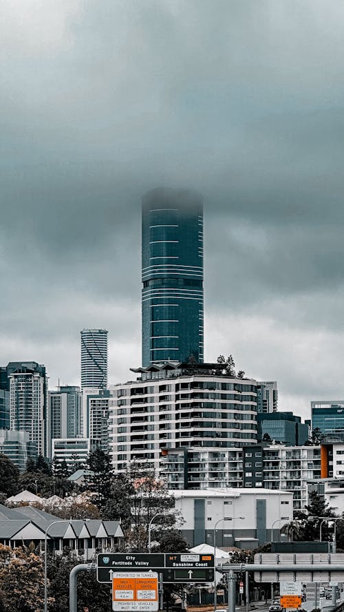 Skyscrpaer in Rain Clouds