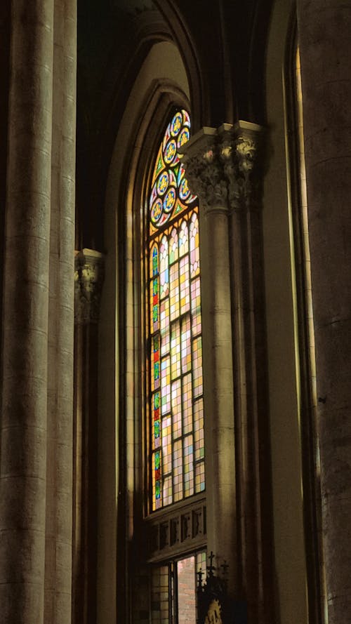 Stained Glass Windows behind Walls in Church