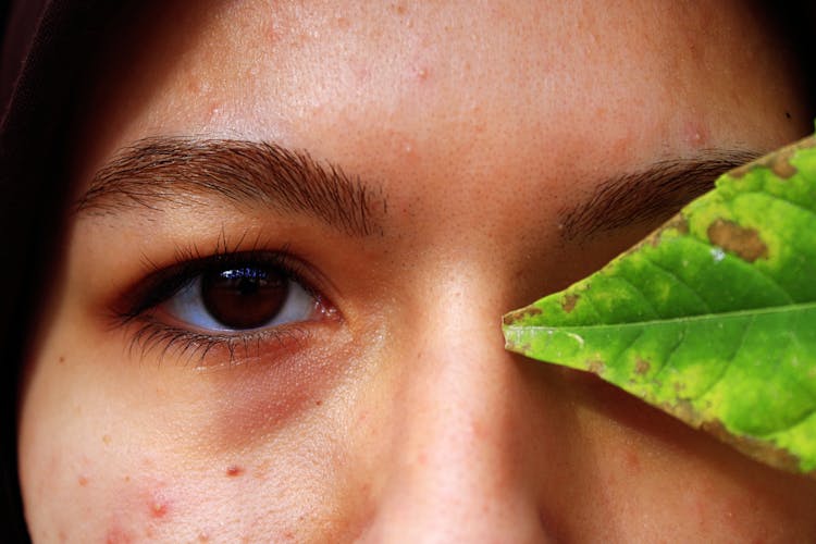 Leaf On Woman Face