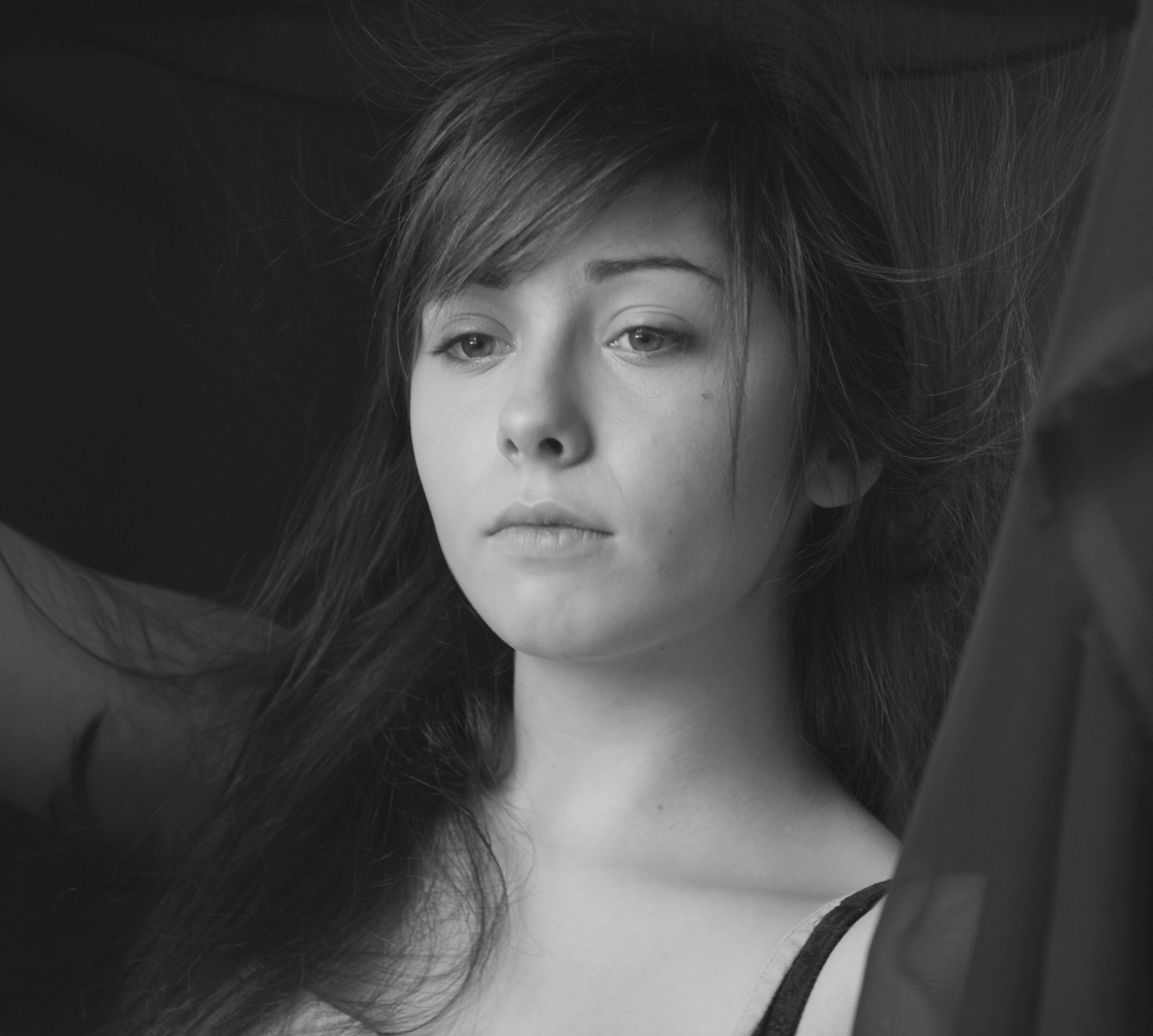 Black and White Portrait of a Young Brunette Woman · Free Stock Photo