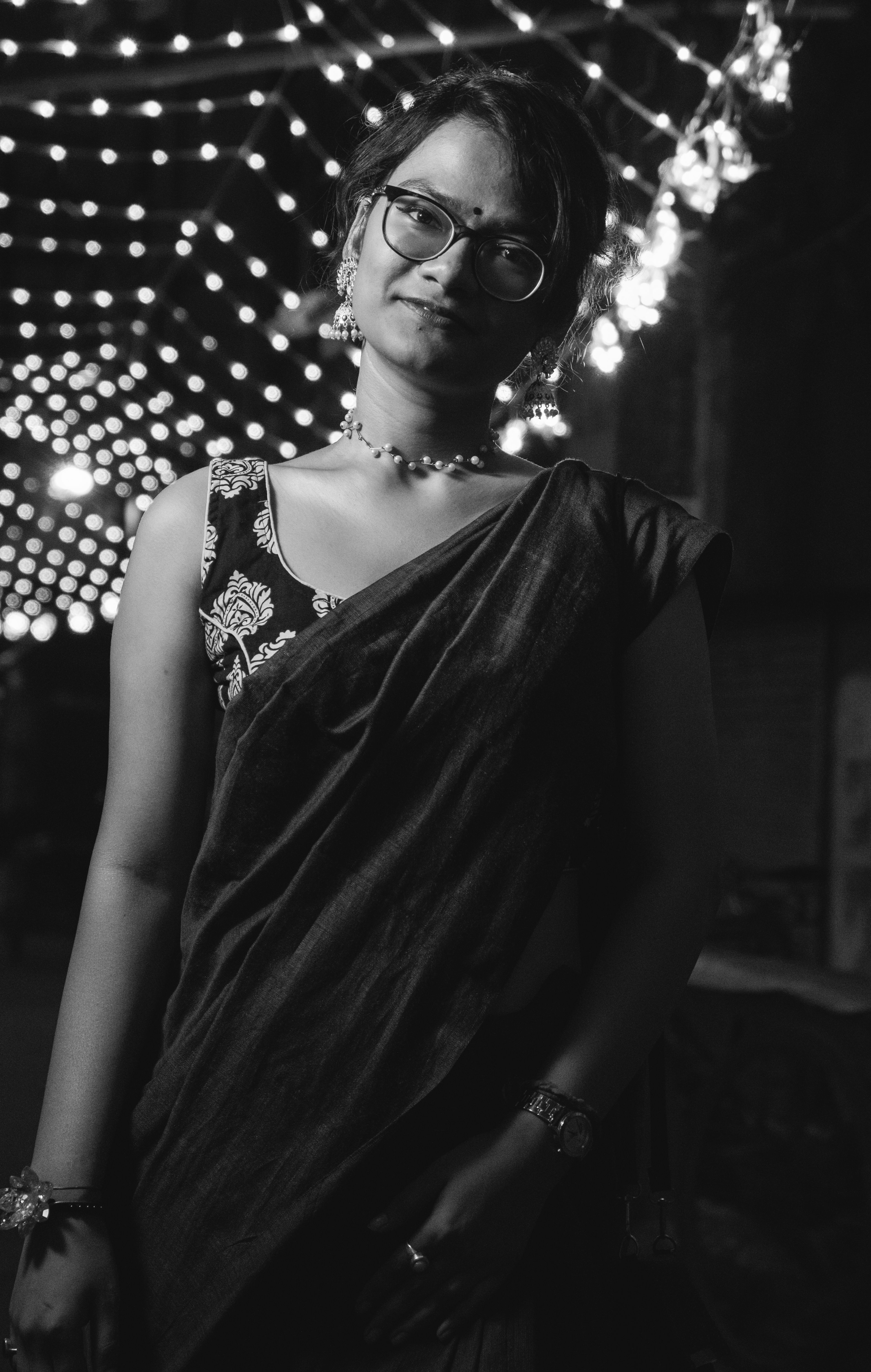 Woman in Traditional Dress in Black and White · Free Stock Photo